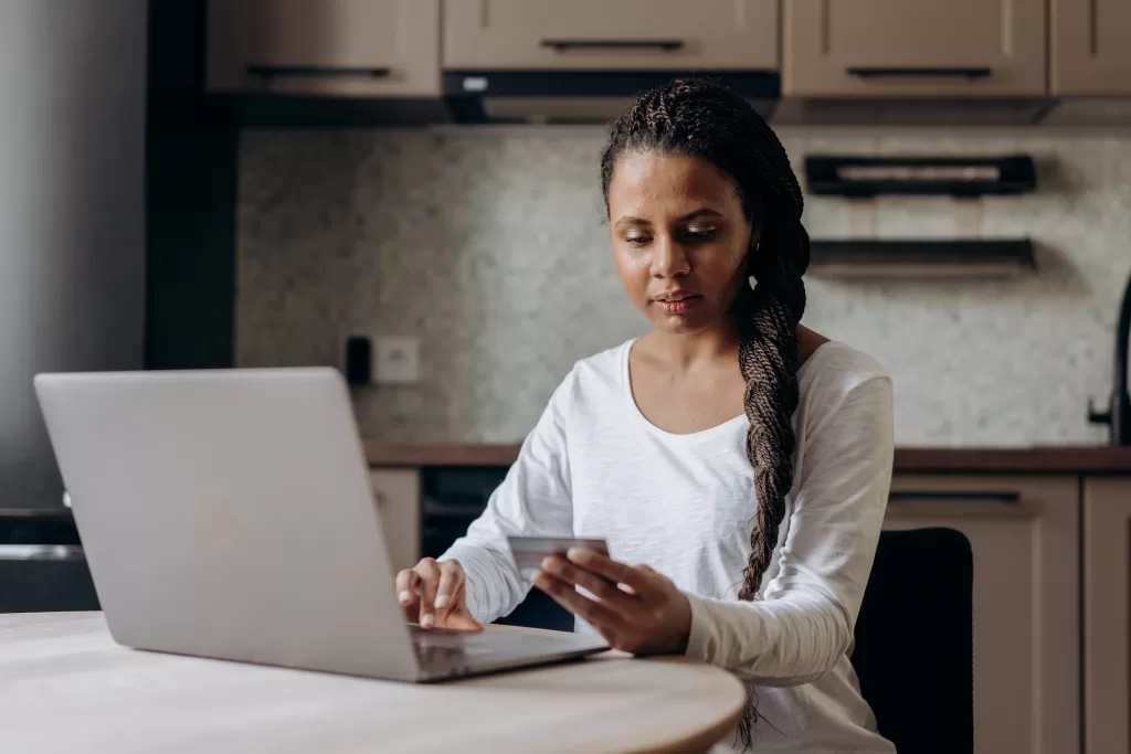 Woman buying something online