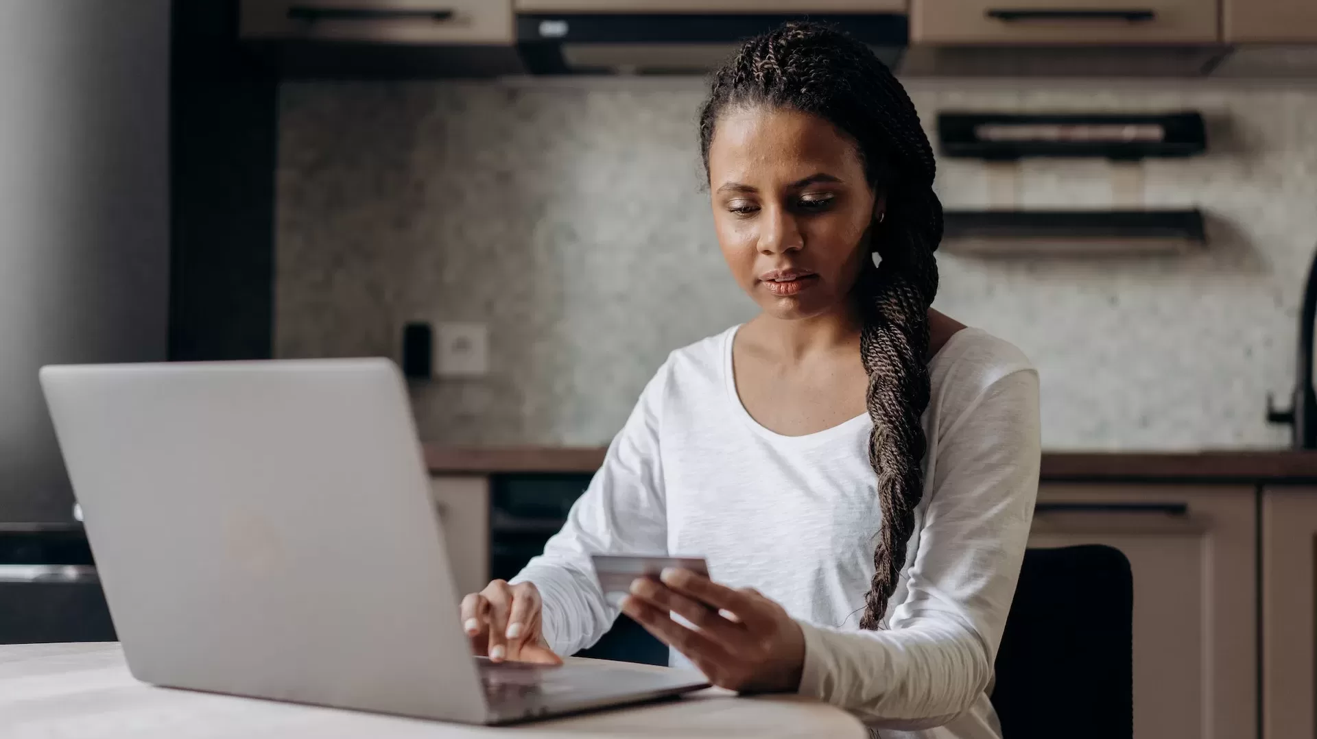 Woman buying something online